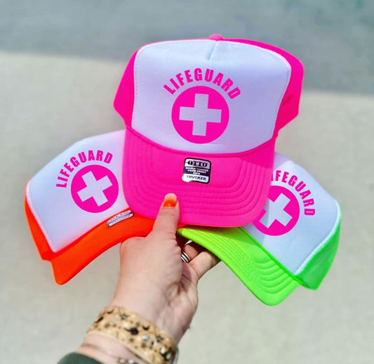 Mary + James | Neon Lifeguard Trucker Hat