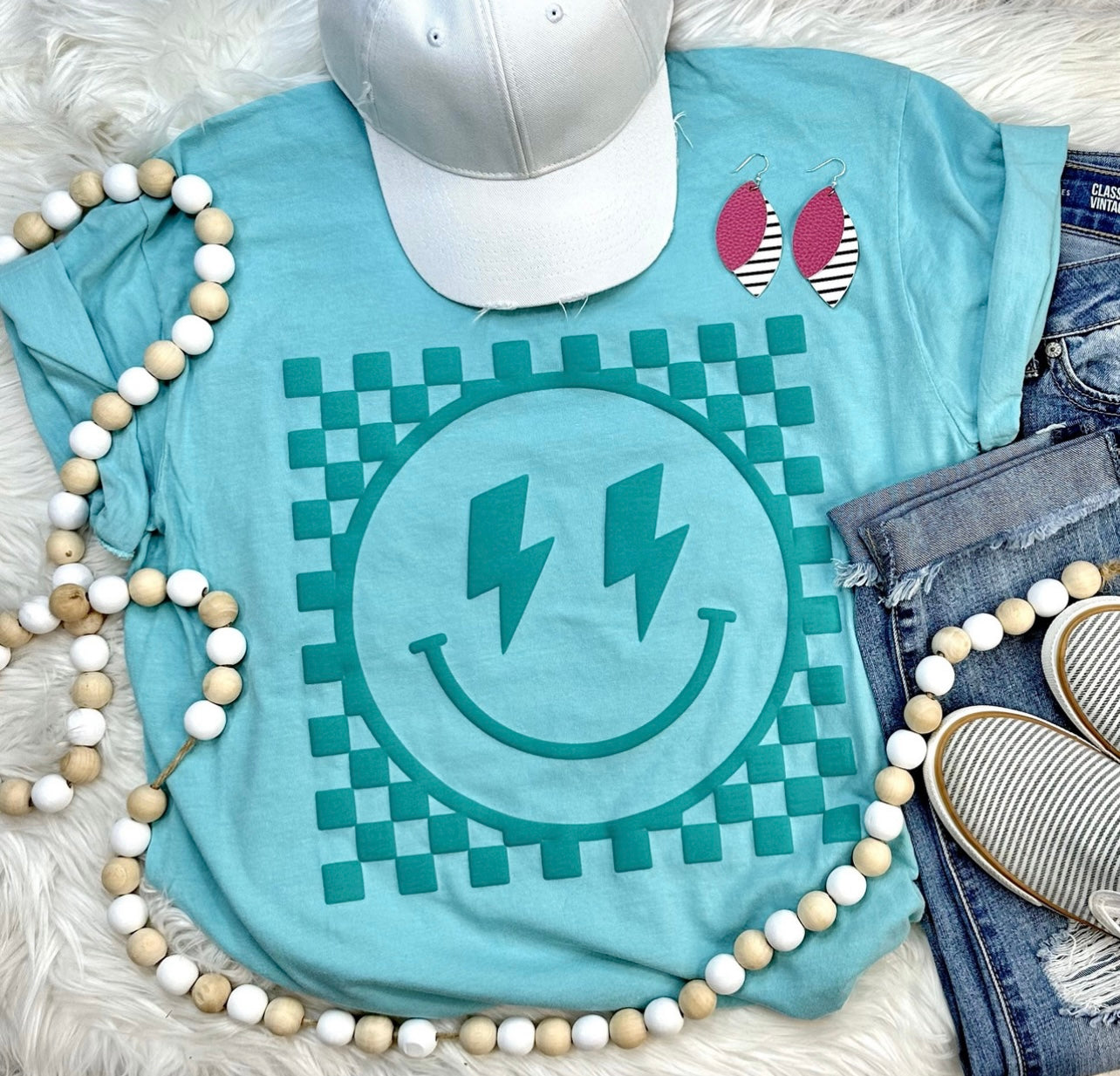 Mary + James | Neon Retro Smiley Tee