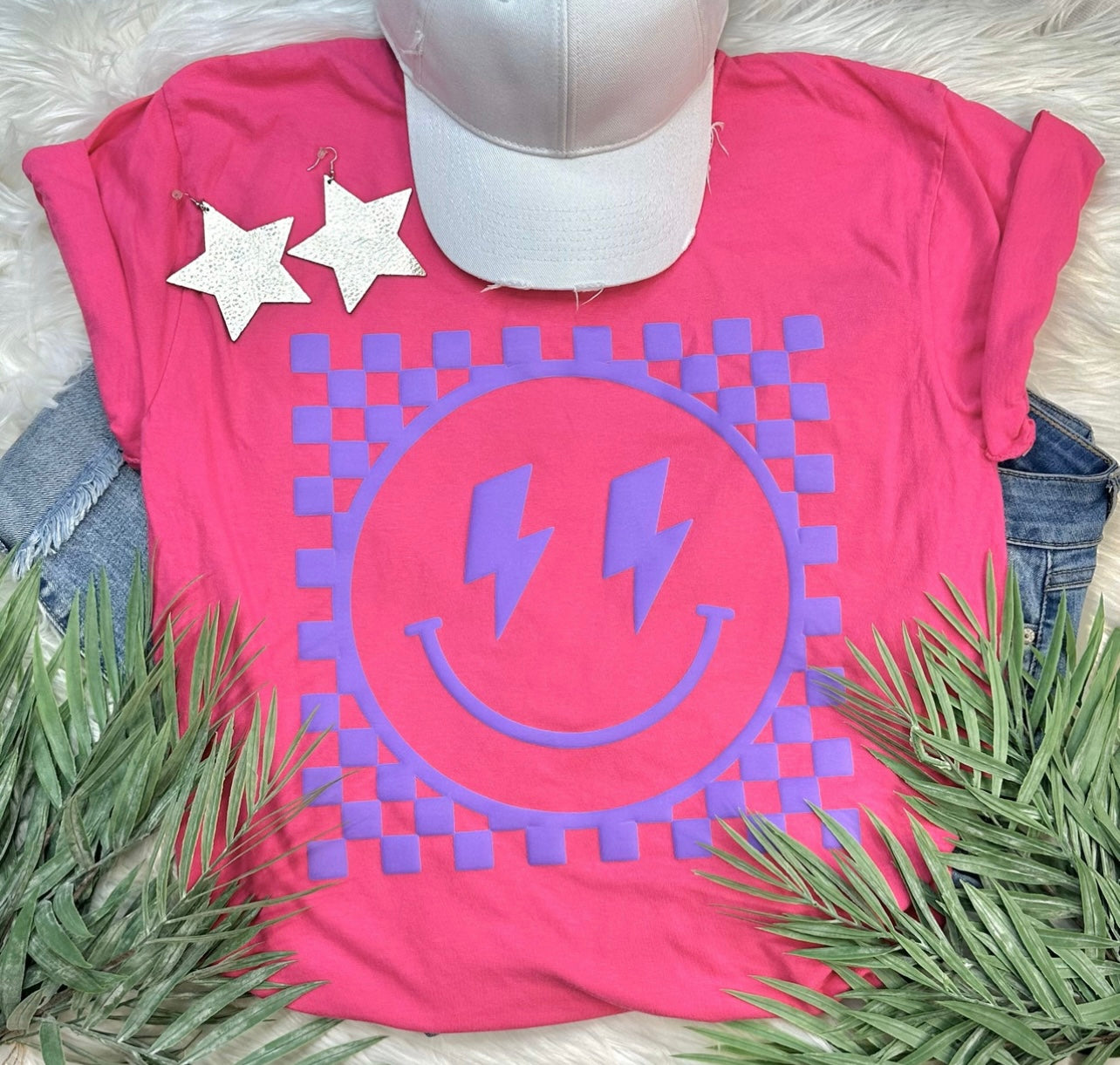 Mary + James | Neon Retro Smiley Tee