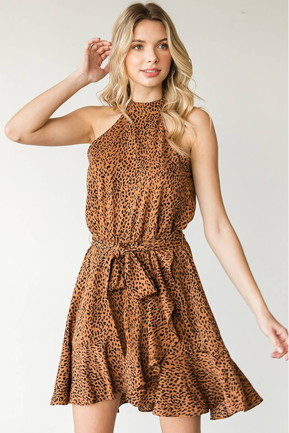 First Love | Leopard Belted Sleeveless Dress