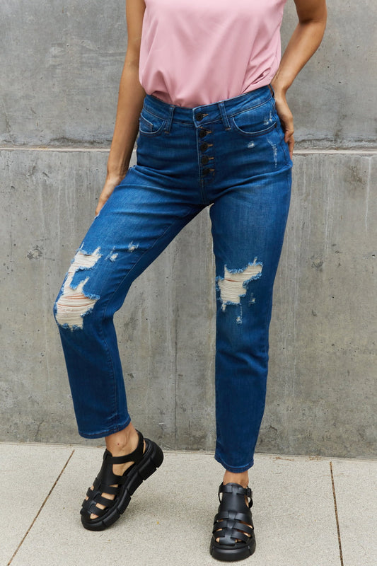 Judy Blue | Melanie  High Waisted Distressed Boyfriend Jeans