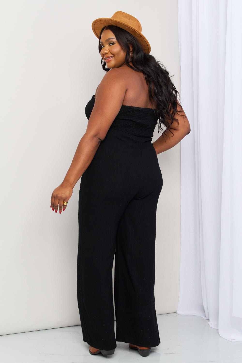 White Birch | Halter Neck Wide Leg Jumpsuit with Pockets