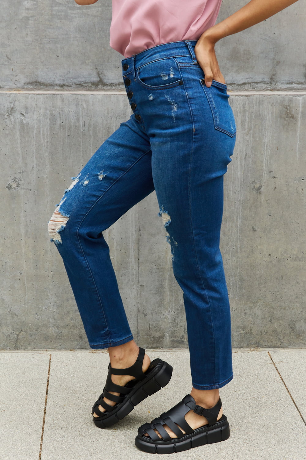 Judy Blue | Melanie  High Waisted Distressed Boyfriend Jeans