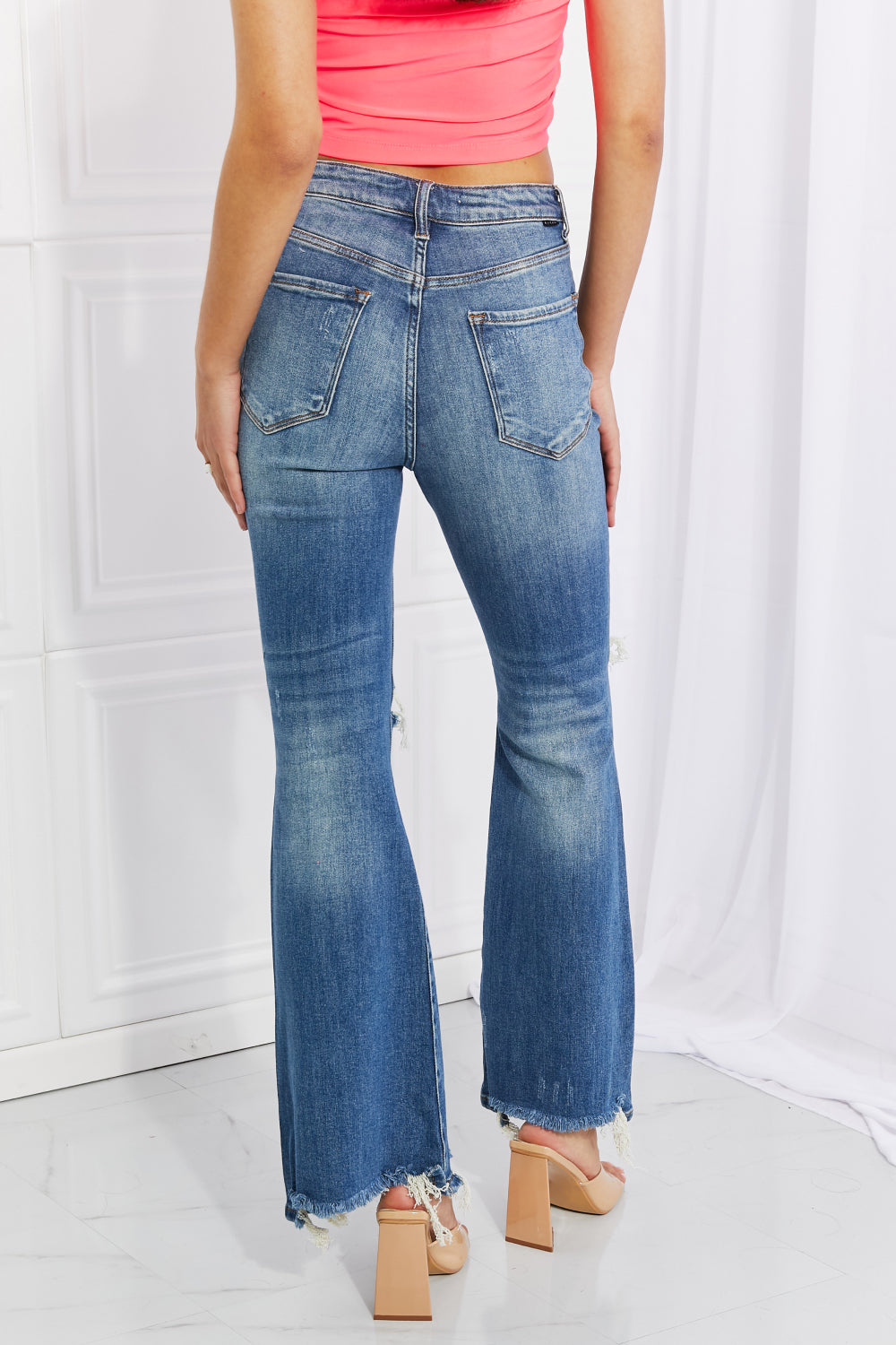 RISEN | Hazel High Rise Distressed Flare Jeans