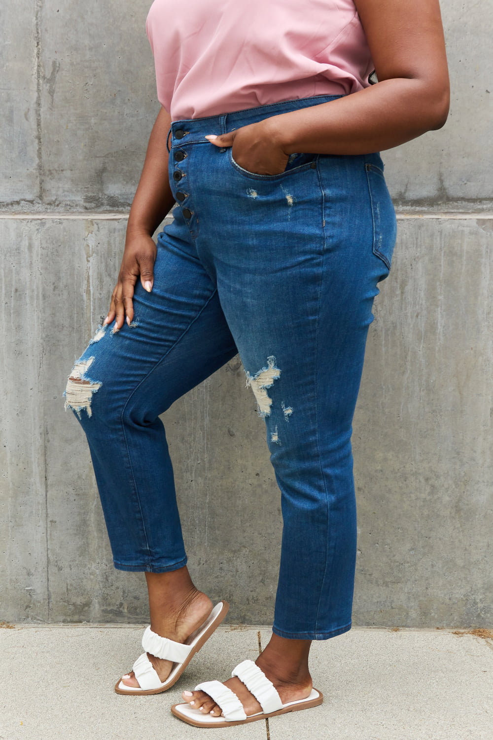 Judy Blue | Melanie  High Waisted Distressed Boyfriend Jeans